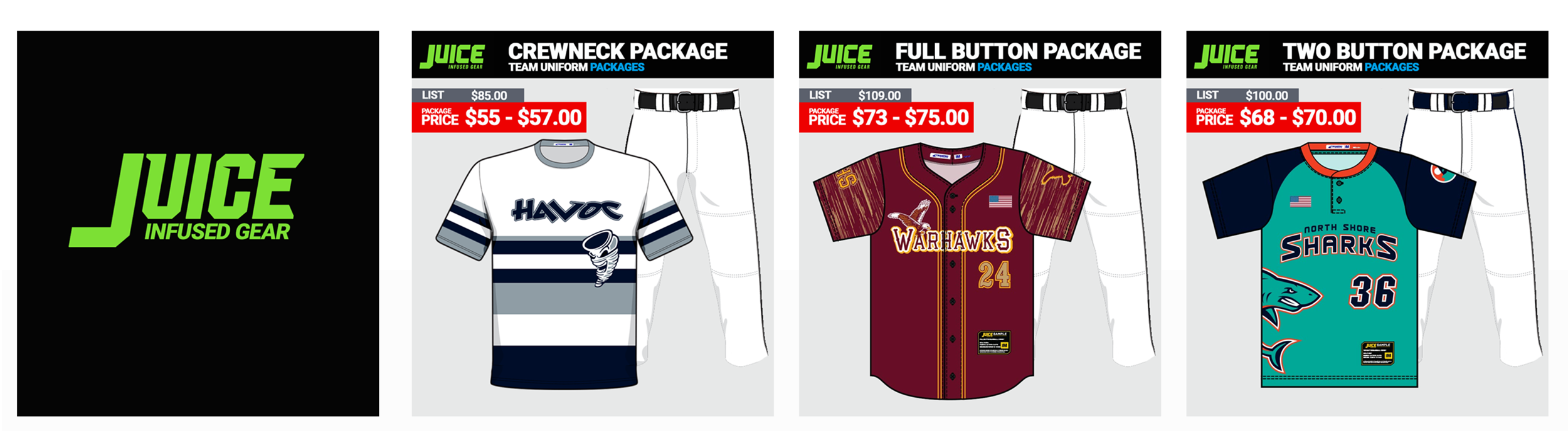 travel baseball uniform packages
